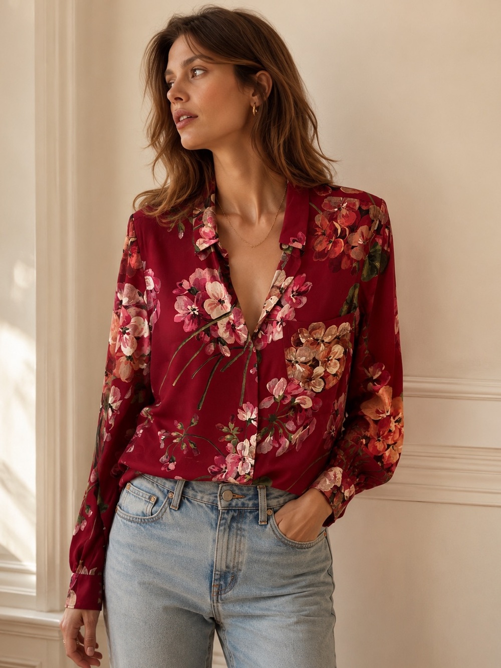 Authentic Gucci Silk Blooms Blouse | IT 44